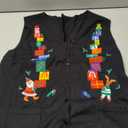 Women Christmas Knit Vest Button Down V Neck Sweater Vest Sequin Embroidered Sleeveless Cardigan Xmas Clothes, L