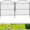 Decorative Garden Fence 24in (H) x10ft (L), 5 Pack No Dig Fence Animal Barrier for Dog with Lock, Arched Flower Bed Edging, Wire Border Panel Fencing for Yard Patio Outdoor Decor