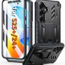 FNTCASE for Samsung Galaxy S25-Plus Case: for Galaxy S24 Plus Case Military Grade DropProof Protection Cover with Kickstand | Matte Textured Rugged Shockproof | Protective Sturdy Phone Case - Black