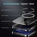 [CD Ring Compatible with MagSafe Invisible Stand] Magnetic for iPhone 13 Pro Case, [Electroplated Bumper Non-Yellowing][Look as Bare iPhone] Slim Clear Case with Holder for Women Men Girls (Black)