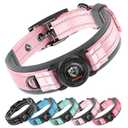 Waterproof Airtag Dog Collar - Nylon Collar with Durable Airtag Holder, Reflective&Anti-Lost with Safety Metal Buckle, Soft Padded Adjustable for Small Medium Large Dogs Pink S
