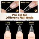 UNA GELLA Long Stiletto Nail Tips 504PCS, Full Cover Pre-Etched Long Stiletto Almond Clear Fake Nails Tips, Sturdy Acrylic Press on Nails, No C Curve Soft Gel Tip for DIY Nail Extension kit 12 Sizes