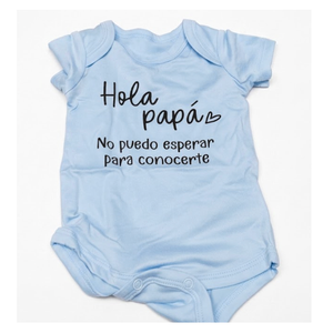 BIBIBLISSBABY Hola Papá Baby Announcement Onesie,Funny Spanish Pregnancy Announcement Infant Bodysuit for Grandparents to be,Baby Coming Soon Shower Reveal Idea Gift (Baby Blue), XS