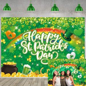 Happy St.Patrick's Day Backdrop Lucky Green Shamrock Lrish Rainbow Photography Background Spring St. Patrick's Day Party Decorations Baby Shower Photo Booth (7X5FT)