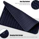 Silicone Dish Drying Mat, Non-Slip Easy Clean Sink Mat, Dark Blue, 24"x18" | Quick-Dry Ridges, Large Heat-resistant Dish Drainer Mat for Kitchen Counter, Hangable & Roll-Up for Storage, Dishwasher Safe