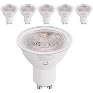SETEN GU10 LED Light Bulbs 6W Dimmable, 50W Halogen Equivalent, 580 Lumens, 2700K Warm White, Standard GU10 Base for Track Lighting & Recessed Cans 6-Pack