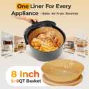 Air Fryer Liners for Ninja, 205 PCS Heavy-Duty Disposable Air Fryer Liners, 8" Round Airfryer Paper Liners for 5-8 QT Basket, Oil-Proof & Non-Stick Parchment Paper for Baking, Microwave, Oven, Pans