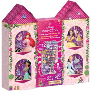 Make It Real: Disney Princess: Castle Style DIY Bracelet Kit - 332 pcs Jewelry Set, Create 12 Bracelets, 8 Exclusive Charms, Girls & Kids Ages 6+