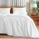 Shilucheng 100% Cotton Queen Size Sheets Set - 600 Thread CountLuxury Egyptian Cotton Bed Sheets5-Star Hotel Quality Sheets, Breathable & Cooling, 16 Inch Deep Pocket - 4 Piece (White, Queen)