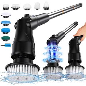 Electric Spin Scrubber,Power Spin Scrubber Brush for Bathroom with 10 Replacement Head