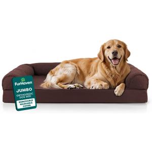 FurHaven Classic Sofa Orthopedic Dog Bed for Large Dogs With Orthopedic Egg Crate with a Solid Orthopedic Foam Base for Joint Support, Removable Washable Cover, Jumbo XL, Quilted Sofa, Coffee