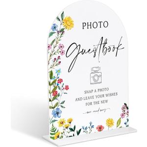 2 x Acrylic Wedding Signs Photo Guest Book Sign for Reception, 6x8" Floral Themed Arch Acrylic Table Decor, Love Is In Bloom & Baby In Bloom Decorations for Baby Shower Bridal Shower Engagement, (Mix)
