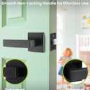 Passage Door Lever Dummy GreenShield Exterior Interior Door Handle for Hallway Closet Heavy Duty Non-Locking Lever Sets No Key Door Knob for Right Left Handed Door (1 Pack, Matte Black)