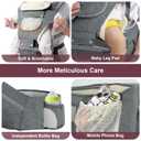Baby Carrier, 6-in-1 Newborn to Toddler Carrier(7-50lbs), Front & Back Carrier with Detachable Hip Seat, Soft & Adjustable, All Seasons, Ideal for Mom & Dad, Perfect for Shopping & Travel - Grey