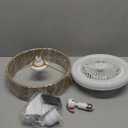 AELS Boho Fans Lights, E26 Socket LED Ratten Ceiling Fan with Remote Control, 3 Color Temperaturea Adjustable, Modern Farmhouse Decor for Bedroom, Kitchen, Bathroom, Closet, 10 inch (Beige)