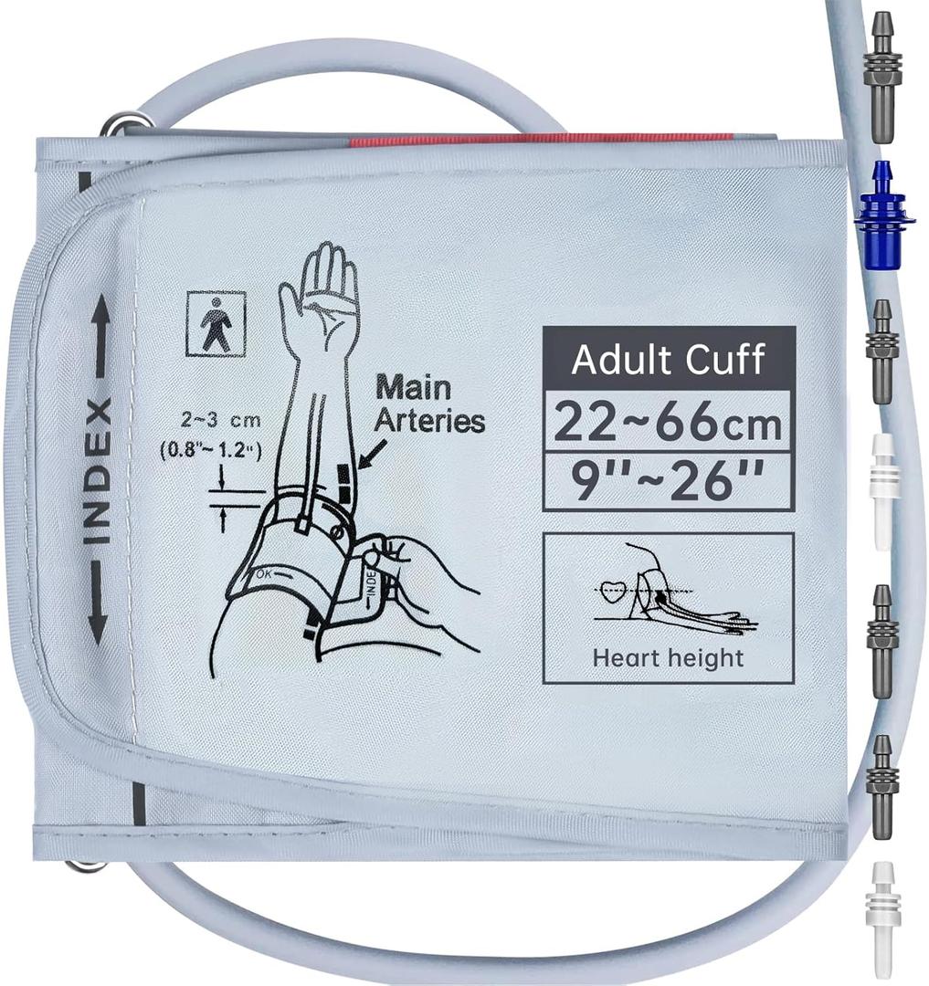 Alcarefam XXXL Blood Pressure Cuff, 9-26 (22-66CM) Extra Large Cuff Compatible with Omron BP Monitor, Replacement XXX-Large Cuff for Adult Big ARM, with 7 Connectors