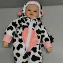 BABESIDE Baby Doll Girl - 17-Inch Soft Body Realistic Baby Doll with Blue Eyes and Cow Outfit Lightweight Real Life Baby Dolls for 3+ 4 5 6 7 8 9 Years Girl Birthday Gifts, Pretend Play and Christmas