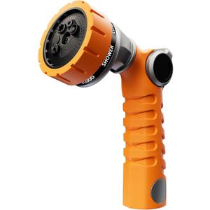 RESTMO Heavy Duty Hose Nozzle, Metal Garden Water Hose Sprayer with 7 Watering Patterns, Thumb Control, On Off Valve, High Pressure Nozzle Sprayer for Watering Plants, Car and Pet Washing, Orange
