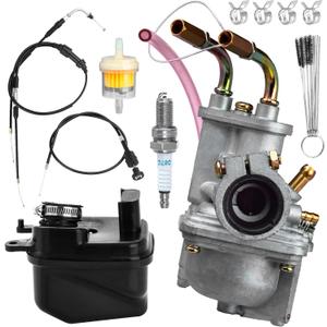 Upgraded PW50 Carburetor Kit - Compatible with Yamaha PW50 Peewee/Y-Zinger (19812009) - Includes Air Filter, Fuel Filter, Choke Cable, Throttle Cable, Spark Plug