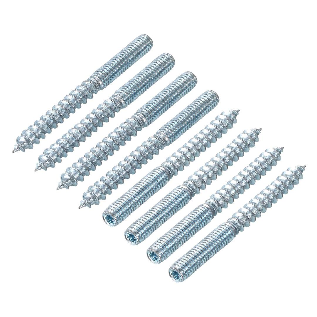 uxcell M6 Hanger Bolts Length 2-3/8"(60mm) Double Headed Bolts Self-Tapping Screw 6mm Wood Joint Furniture Legs, 32 Pcs