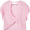SOLY HUX 2024 Open Back Tops for Women Criss Cross Cut Out Tee Backless Casual Short Sleeve Round Neck T Shirt (Medium, Plain Light Pink)