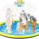 107 inch Extra Large Non-Slip Splash Pad Sprinkler for Kid and Dog, Kiddie Dog Pool, Toddler Outdoor Toys for Ages 3-12 Boys Girls, Summer Outdoor Water Kids Toys, Parent Games, Backyard, Lawn