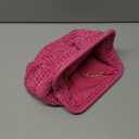 Emprier Straw Clutch Purse for Women Cloud Dumpling Pouch Straw Crossbody Shoulder Handbag Summer Beach Woven Bag (Rose Red)