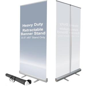 33.5''x 80'' Heavy Duty Retractable Roll Up Banner Stand, Aluminum Portable Sign Holder with Padded Canvas Bag for Trade Show Exhibition Store Displays (Stand Only)