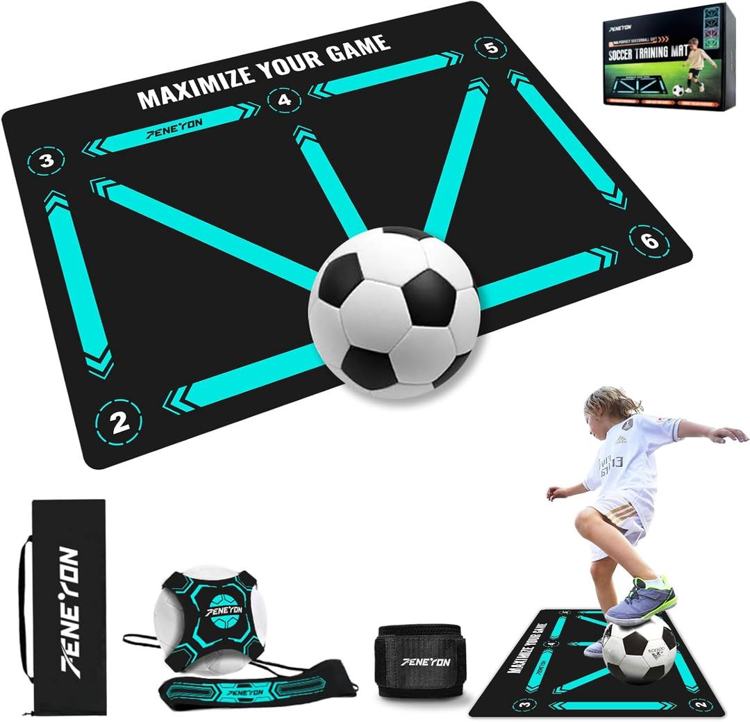 Soccer Training Equipment,Soccer Training Mat Improve Strength,Agility and Coordination,Anti-Slip Silent Absorption Soccer Footwork Training Mat,Soccer Trainer for Indoor/Outdoor Drills