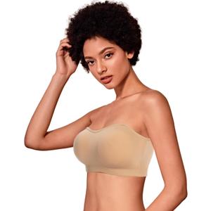 Strapless Bras for Women, Wirefree Non-Slip Seamless Strapless Bra Bandeau Tops for Women (M)