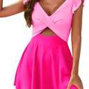 Aleumdr Women's One Piece Swimsuit Ruffle Cutout Swimdress Tummy Control V Neck Wrap Swimwear M