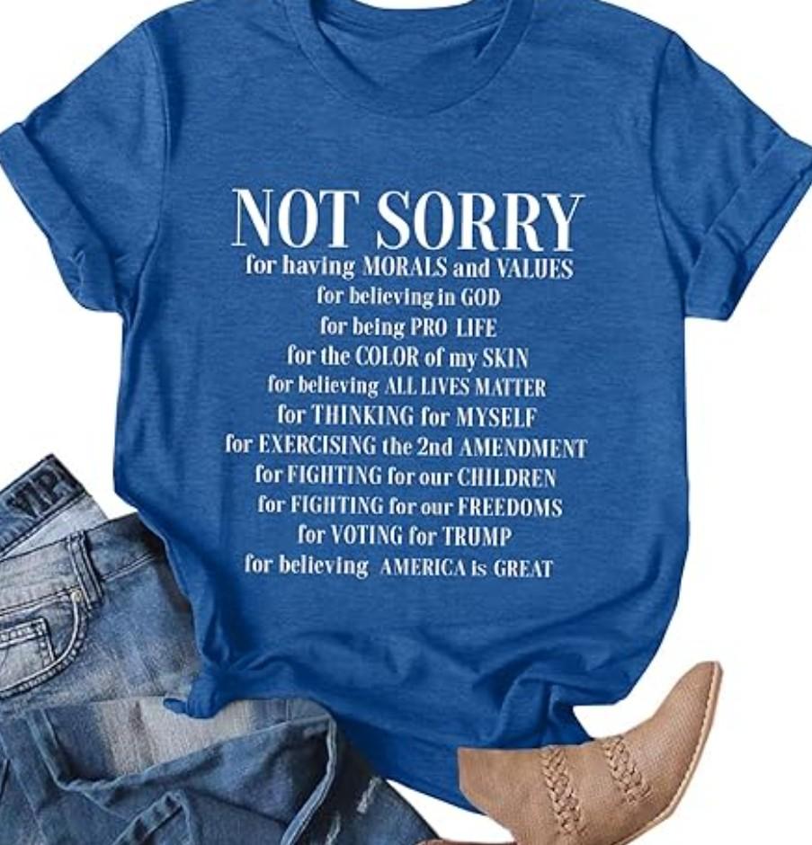 No Brand Womens Not Sorry For Having Morals And Values - Proud Conservative V-Neck T-Shirt, Large