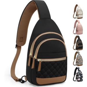 Capolo Sling Bag for Women Men Waterproof Crossbody Bags for Women Trendy Casual Fanny Pack with Convertible Shoulder Strap Chest Bag for Travel Hiking(Black, Medium)