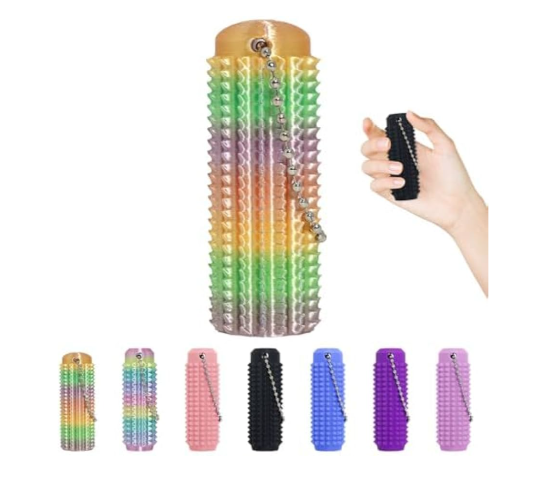 Rainbow Pendant Fidget Toys,Pain Stim Fidget Toy Reduce Stress for Adults,Anxiety Relief Pain Stim,Spiky Fidget Keychain for Anxiety Reduction,Sensory Toys,Novelty Gifts for Friends