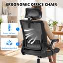 High Back Mesh Office Chair Small Desk Chairs with Flip-up Armrests,Black, Oversized