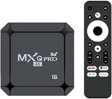 MXQ Pro 5G Android 14.0 TV Box 2025 Upgraded Ram 2GB ROM 16GB Dual Band 2.4G/5.8GHz WiFi6 BT5.0 4K AV1 USB 3.0 Ultra HD Voice Control Smart Home Player