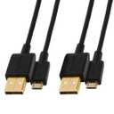 Amazon Basics 2-Pack USB-A to Micro USB Cable, Data Transfer, Android Charger, 480Mbps Transfer Speed, Gold-Plated Plugs, USB 2.0, 3 Foot, Black