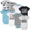 Onesies Brand baby-boys 6-pack Short Sleeve Mix & Match Bodysuits and Toddler T Shirt-Set, White Elephant, Newborn US,0-3 Months