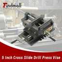 findmall 5 Inch Cross Slide Drill Press Vise 2 Way X-Y Heavy Duty Clamp Machine