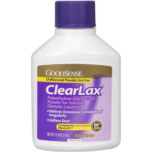 GoodSense ClearLax Polyethylene Glycol 3350 Powder for Solution, 17.9 Ounce