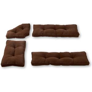 Greendale Home Fashions Hyatt Microfiber Kitchen Nook Cushion Set, 4 Piece Assortment, Mocha