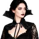 L'VOW Women Black Victorian Collar Standing Vampire Collar Detachable Dracula Collar Witch Gothic Accessories