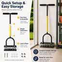 Aerator Lawn Tool with 15 Sharp Metal Spikes,Adjustable T-Handle & Auto-Cleaning Spring Plate, Manual Heavy Duty Anti-Clog Grass Aerator for Compact Soil,Grass,Yard, Lawn Care