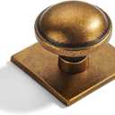 khtumeware 2-Pack Heavy Duty Solid 1-1/2 Inch Vintage Cabinet Knob with Backplate,Antique Brass Drawer Knobs with Back Plate, Ideal for Dressers and Kitchen cabinets.