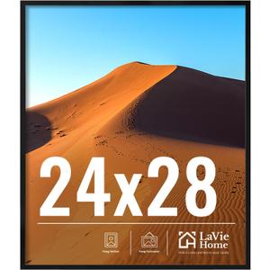 LaVie Home 24x28 Picture Frame for Wall Display, 24x28 Black Picture Frame with HD Plexiglas, 24 x 28 Photo Frame 1 Pack, Display Frame for Vertical or Horizontal, Classic Collection