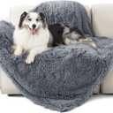 Bedsure Waterproof Dog Blankets for Large Dogs - Cat Blanket for Couch Protector Washable Long Faux Fur,Calming Soft Reversible Throw Furniture Protection for Puppy Pet, 50"x60", Grey