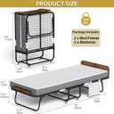 VENNQD Folding Bed with 5" Mattress Wooden Headboard Side Pocket Cot Size Portable Beds for Adults Folded Guest Bed, Home Office,Fold Up Roll Away Beds for Easy Storage (Rustic Brown, Cot 75x31)
