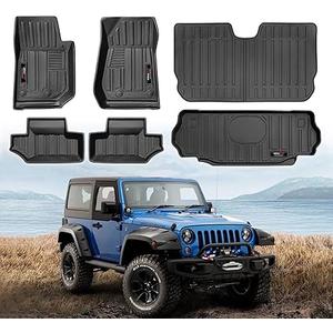 All Weather Floor Mats & Cargo Liner & Backrest Mats for 2007-2018 Jeep Wrangler JK 2 Door Accessories (for 2007-2018 Jeep Wrangler JK 2 Door)