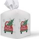 Christmas Eve Tissue Cover - Carriage with Christmas Tree, 5" Square Tissue Box Cover, Holiday Decorative Leather Case, Waterproof Leather Tissue Dispenser Organizer for Office and Home Decor - A08
