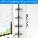 HuggieGems Adjustable Corner Shower Caddy Organizer Rack Shelves, Bathroom Shelf Storage, 4 Tier, Black, 2 Ways of Installation